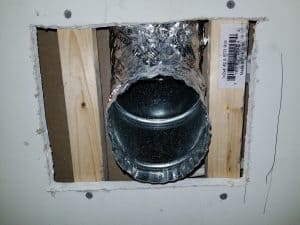 dryer vent inlet and braces for drywall replacement 300x225